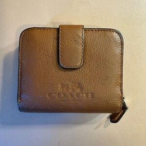 Coach Brown Leather Zip Around Wallet